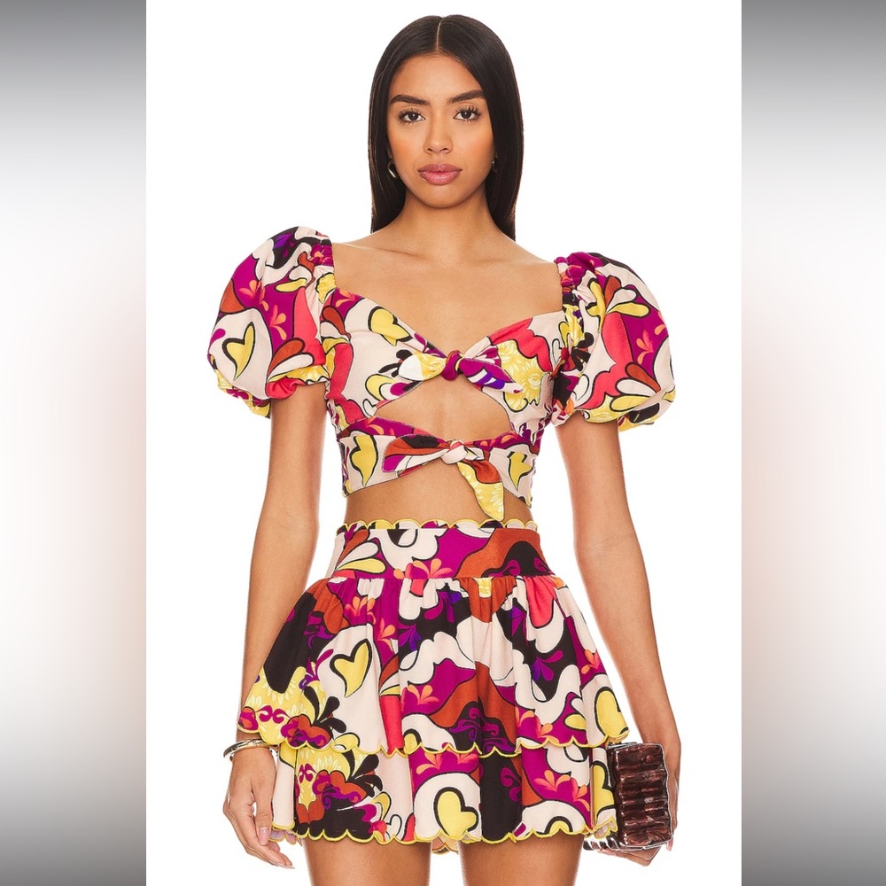 Aguabendita x Revolve Bailee Crop and skirt set- Size Small
